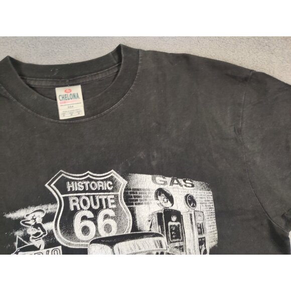 VINTAGE Historic Route 66 Shirt Adult Mens Medium Black Main Street of America - Picture 12 of 14